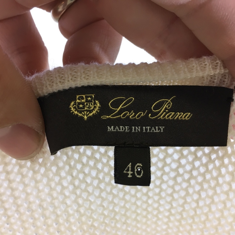 Loro Piana Cream White Cashmere Silk Blend Sweater - Picture 6 of 8